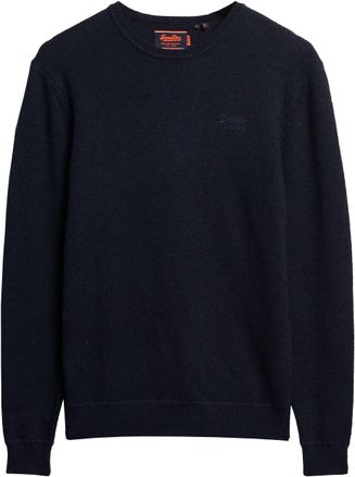 Superdry Rundhalspullover SUPERDRY ESSENTIAL SLIM FIT CREW JUMPER, Herren, Gr. XXL, blau (carbon navy marl), Strick, Obermaterial: 35% Wolle, 35% Nylon, 30% Ba