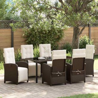 vidaXL Conjunto De Comedor De Jard&iacute;n 7 Pcs Marr&oacute;n Rat&aacute;n Sint&eacute;tico Vidaxl
