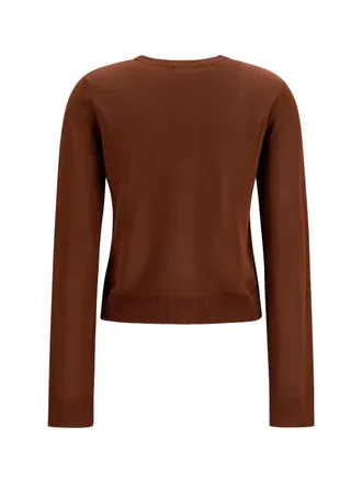 Ganni Diamond-Patterned Cotton Cardigan - Brown