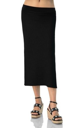 Ivonne Midi Knit Skirt with Side Slits in Black at Nordstrom, Size Medium