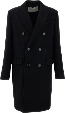 Ami Black Double-Breasted Virgin Wool Coat