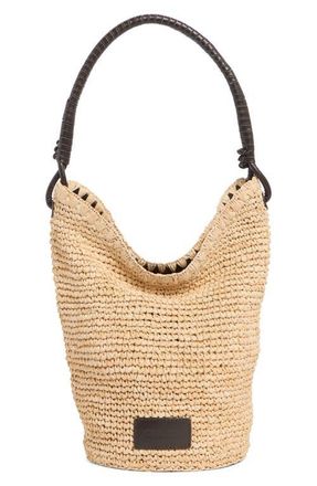 Staud Lani Raffia Bucket Bag in Natural at Nordstrom