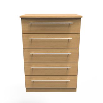 Welcome Furniture Sofia Ready Assembled 5 Drawer Chest in Modern Oak - Welcome Furniture | TJ Hughes