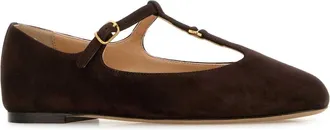Chlo&eacute; Suede T-strap Ballerinas - Brown