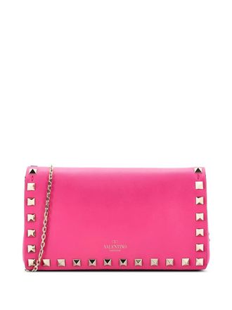 Valentino Garavani Rockstud Full Flap Chain Leather Small crossbody bag - Pink