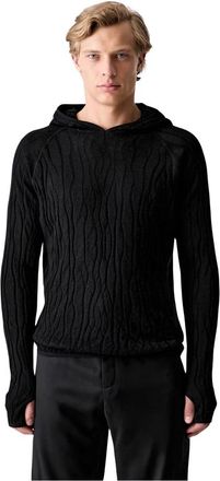 Heliot Emil Lichtgewicht Gebreide Hoodie - Heren - Ronde hals truien - Zwart - XL - Wol - Truien & Vesten