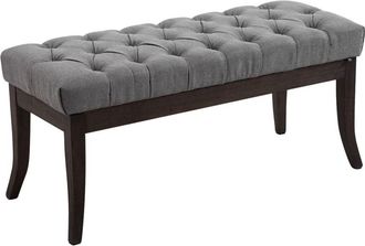 Clp Banco con patas de madera y asiento en Tela Gris