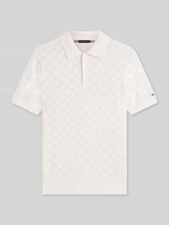 Tommy Hilfiger Regular Fit Poloshirt mit Pointelle-Muster in Offwhite, Gr&ouml;&szlig;e XXL
