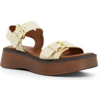 Dune London Luno Leather WoMens Ecru Sandals - Natural - Size UK 6