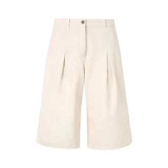 Pinko Canvas Bermuda Broek met Zakken - Dames - Korte Broeken - Beige - L - Katoen - Korte Broeken