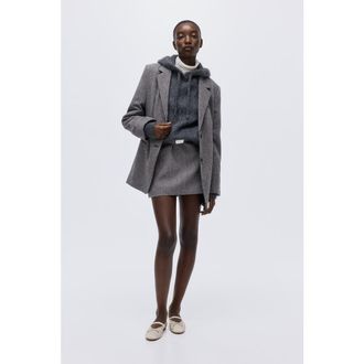 H&M Long Blazer in Gray Melange at Nordstrom, Size Xx-Large
