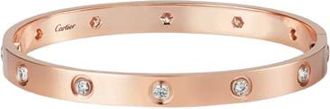 Cartier 18 ct Rose Gold 10 Diamond Love Bracelet Size 17