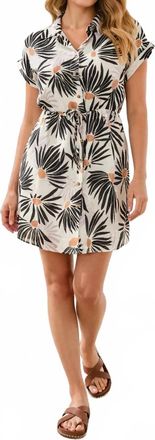 Tribal Lined Shirt Mini Dress In White Black