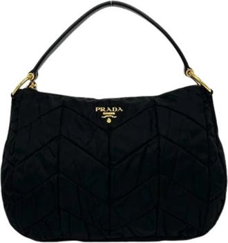 Prada Pre-owned Nylon Patent Leather Shoulder Bag - Dames - Vintage Schoudertas - Zwart - ONE Size - Nylon - Vintage