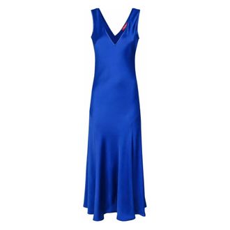 Max Mara Midi Dresses, female, Blue, Size: S Longuette Satin Dress