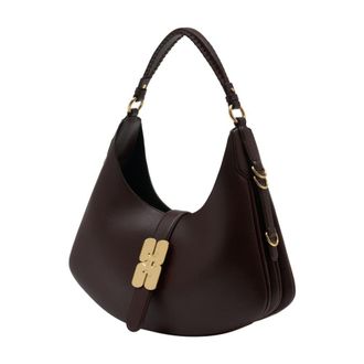 Ganni Womens Kat Shoulder Bag Brown Calfskin