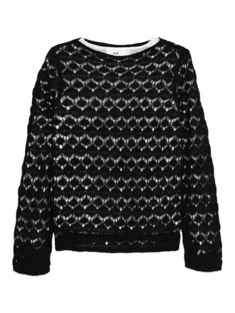 SOLOTRE open-work sweater - women - Acrylic/Cotton - I - Black