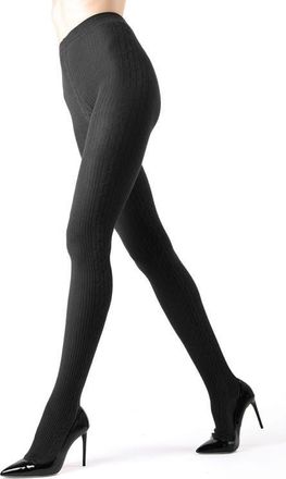 MeMoi Cable Stitch Sweater Tights in Dark Gray Heather at Nordstrom, Size Medium