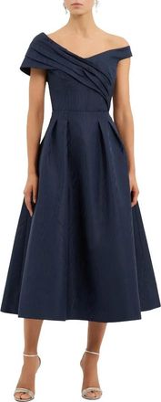 Rebecca Vallance Jurk met off-shoulder halslijn en A-lijn rok - Dames - Casual kleedjes - Blauw - XS - Kleedjes