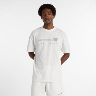 New Balance Uomo Linear Graphic T-Shirt in Grigio, Jersey di Cotone, Taglia 2XL