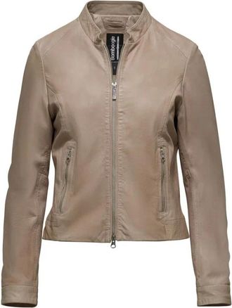 Bomboogie Naty Leren Jas - Dames - Leren en Su&egrave;de Jassen - Beige - M - Leer - Jassen