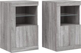 vidaXL Mesitas de noche luces led 2 uds madera ingeniería gris Sonoma Vidaxl