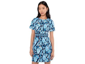 Lilly Pulitzer Brynne Stretch Shift Womens Dress Low Tide Navy Seashell Splendor Engineered Woven Shift : 10, Cotton/Spandex