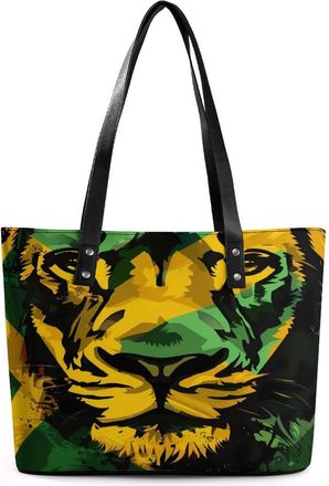 Generic Jamaica Flag Liones Tote Bags for Women Cute Shoulder Purses Handbags