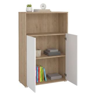 Dmora Dmora - Aparador Canossa, Buf&eacute; De Sal&oacute;n, Aparador De Sal&oacute;n, Despensa De Cocina, 80x34 H124 Cm, Roble Y Blanco