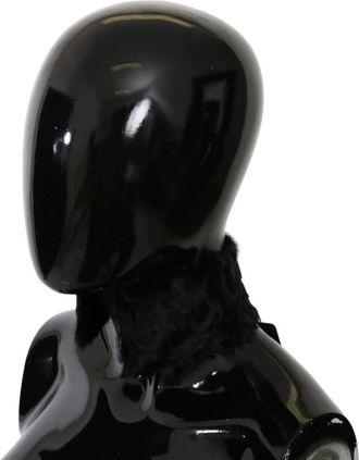Dolce & Gabbana Black Fur Neck Collar Wrap Lambskin Womens Scarf