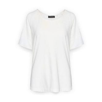 Elena Miro Tops, Dames, Wit, L, Nylon, T-shirt met knopen op de rug