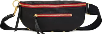 Hammitt Hammitt Charles Crossbody Black Brushed Gold Red Zip