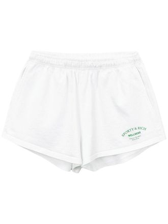 Sporty & Rich logo-print cotton shorts - White