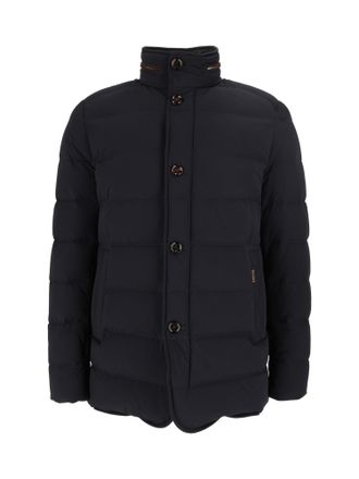 Moorer Quilted Padded Jacket with High Stand Collar and Matte Finish