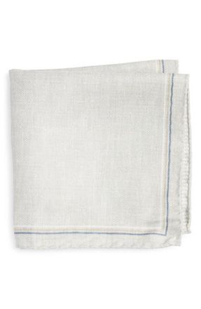 Jack Victor Crestwool Solid & Houndstooth Check Reversible Silk Pocket Square in Grey at Nordstrom