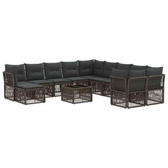 vidaXL Conjunto De Sof&aacute;s De Jard&iacute;n 12 Pcs Gris Rat&aacute;n Sint&eacute;tico Vidaxl