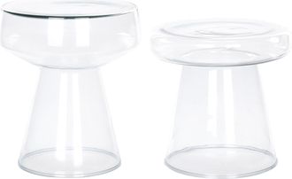 Beliani Beliani - Conjunto De 2 Mesas Auxiliares Modernas De Vidrio Transparente De Dise&ntilde;o Transparente Laguna/caldera