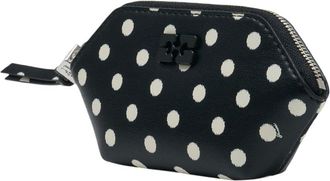 Ganni Womens Polka-Dot Lambskin Coin Purse Black