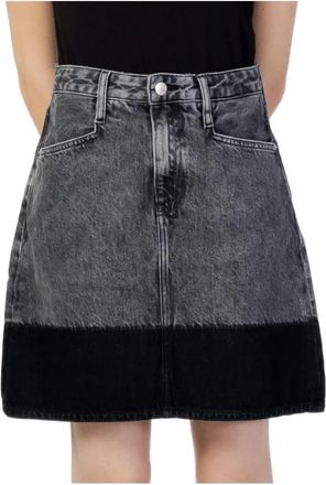 Calvin Klein Jeans Zwarte Denim A-Lijn Rok met Distressed Design - Dames - Spijkerrokken - Grijs - W24 - Denim - Rokken
