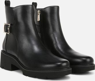 Naturalizer Womens Naturalizer Delilah Bootie Black Leather Block Heel Ankle Boots GAL1674