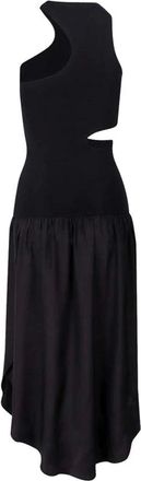 Stella McCartney Kleedjes, Dames, Zwart, M, Zijden Maxi Jurk met Cut-Outs