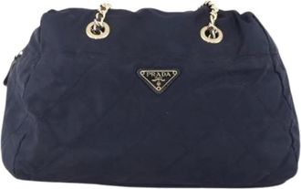 Prada Pre-owned Shoulder Bags, female, Blue, Size: ONE SIZE Pre-owned Re-edition 1995 chain tote