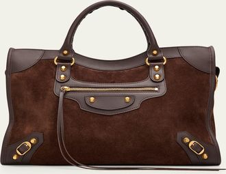 Balenciaga Le City Suede & Leather Top-Handle Bag