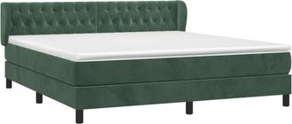 vidaXL Vidaxl - Cama Box Spring Con Colch&oacute;n Terciopelo Verde Oscuro 180x200 Cm