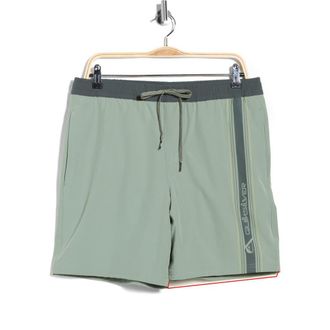 Quiksilver Trade Logo Stripe Volley Swim Shorts in Lily Pad at Nordstrom Rack, Size X-Large