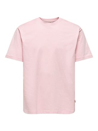 Only & Sons Rundhalsshirt ONLY & SONS ONSFRED RLX SS TEE, Herren, Gr. XXL, veiled pink, Single Jersey, Obermaterial: 100% Baumwolle, unifarben, relaxed fit normal