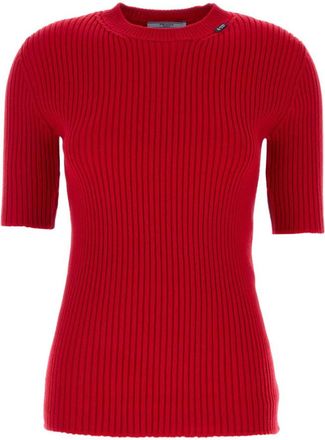 Prada Red Knitted Crew Neck Sweater