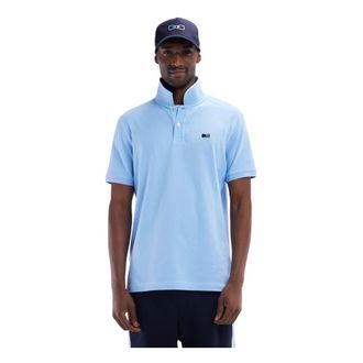 Eden Park Short-sleeved cotton polo sky blue with trim collar relaxed fit