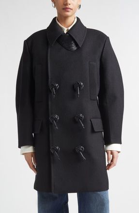 Bottega Veneta Mohair Blend Gabardine Peacoat in 1010 Double Black at Nordstrom, Size 4 Us