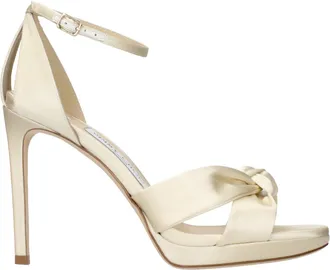 Jimmy Choo London Beige Satin Platform Womens Sandals